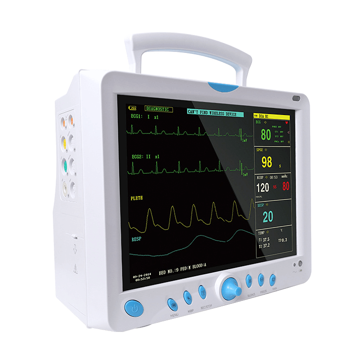 icu patient monitor displaying ecg
